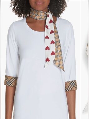 Burberry Heart ♥️ & Check Silk Skinny Neck Scarf